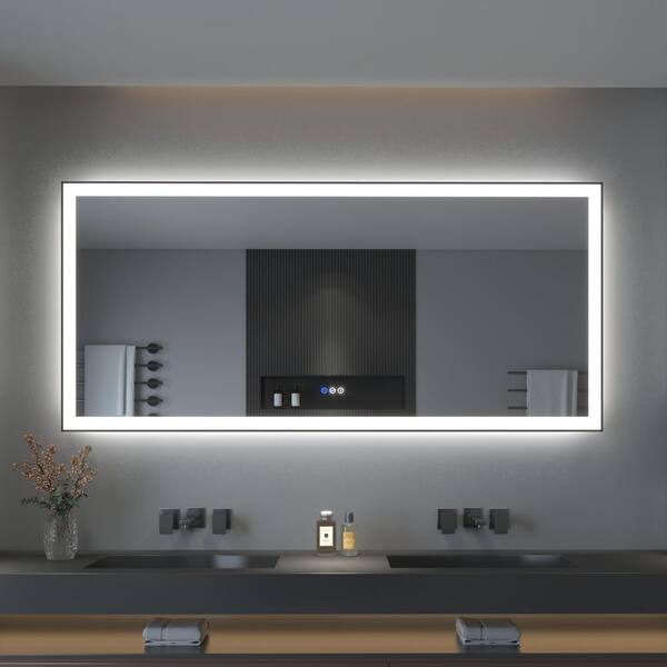 TOOLKISS 77 in. W x 36 in. H Rectangular Framed LED Anti-Fog Wall
