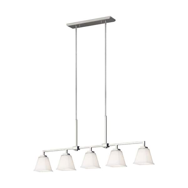 Generation Lighting Ellis Harper 5-Light Brushed Nickel Island Pendant with LED Bulbs