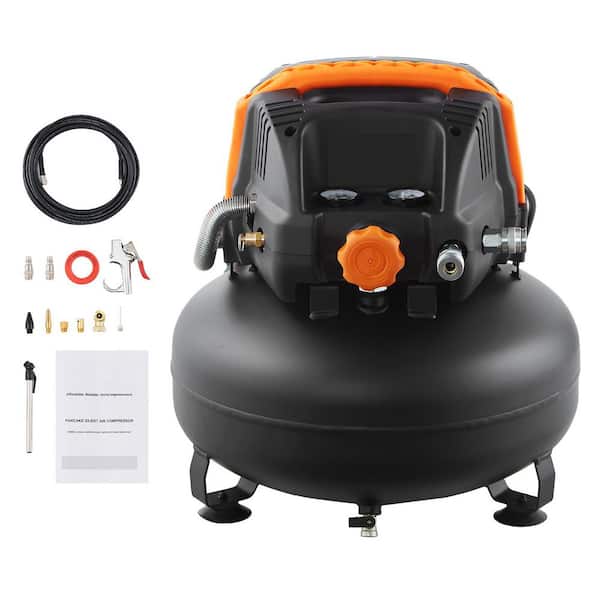 6 Gal. Air Compressor, 1.7HP 2.3CFM@90PSI Pancake Gas Power Air Compressor and 150PSI Max, 12-Piece Kit, 50 ft. Hose