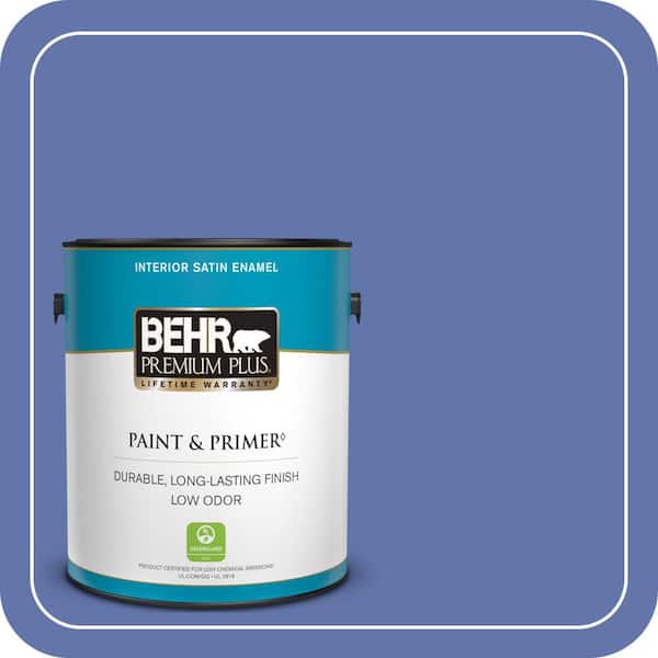 BEHR PREMIUM PLUS 1 gal. #600B-6 Sudden Sapphire Satin Enamel Low Odor Interior Paint & Primer