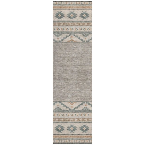 Chantille Machine Washable Indoor/Outdoor Abstract ACN3075 Gray 2 ft. x 7 ft. Runner Rug