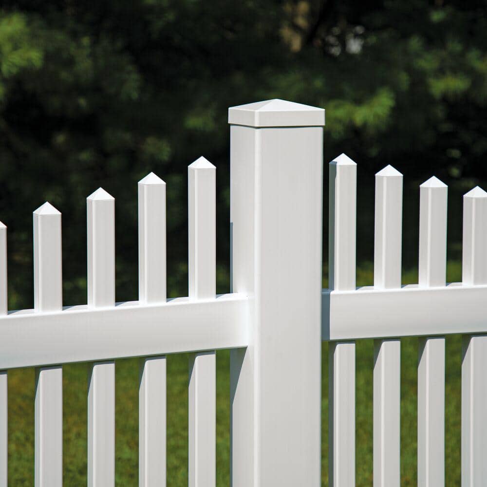 White Vinyl Pyramid Fence Post Cap for 5" x 5" Posts