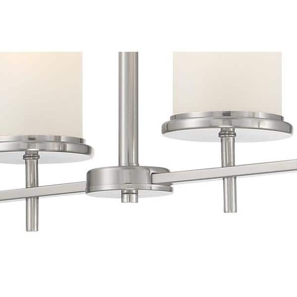 Brushed Nickel 4-Light Glass Pendant with Etched White Shades