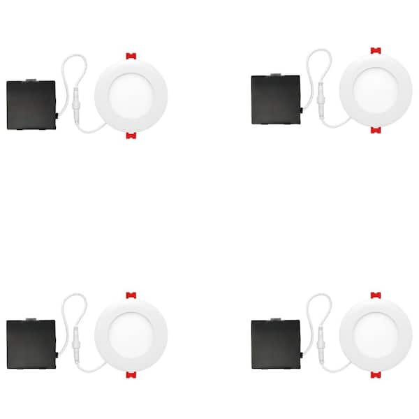 Globe Designer Ultra Slim 4 in. White Integrated LED Recessed Kit (4-Pack)