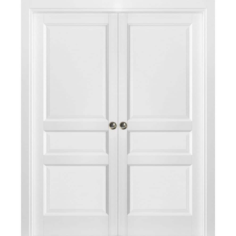 84 in. x 96 in. 2 Panel White Finished Solid Wood Sliding Door with Hardware price history on PriceWatchPro