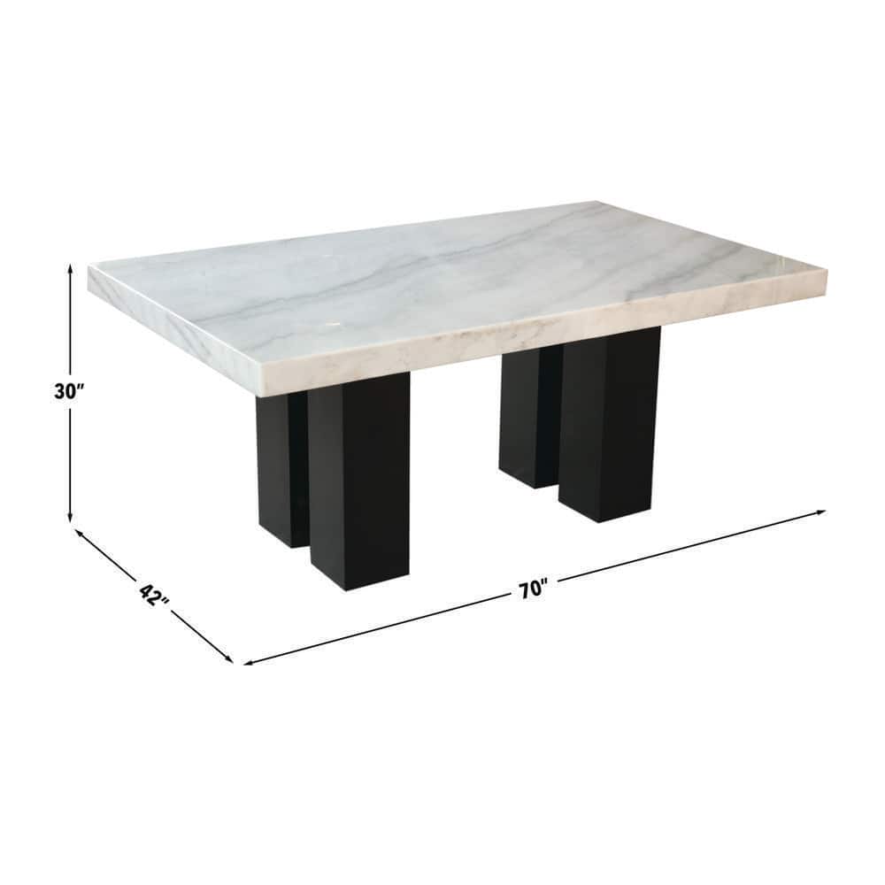 Camila White Marble and Espresso Wood Dining Table