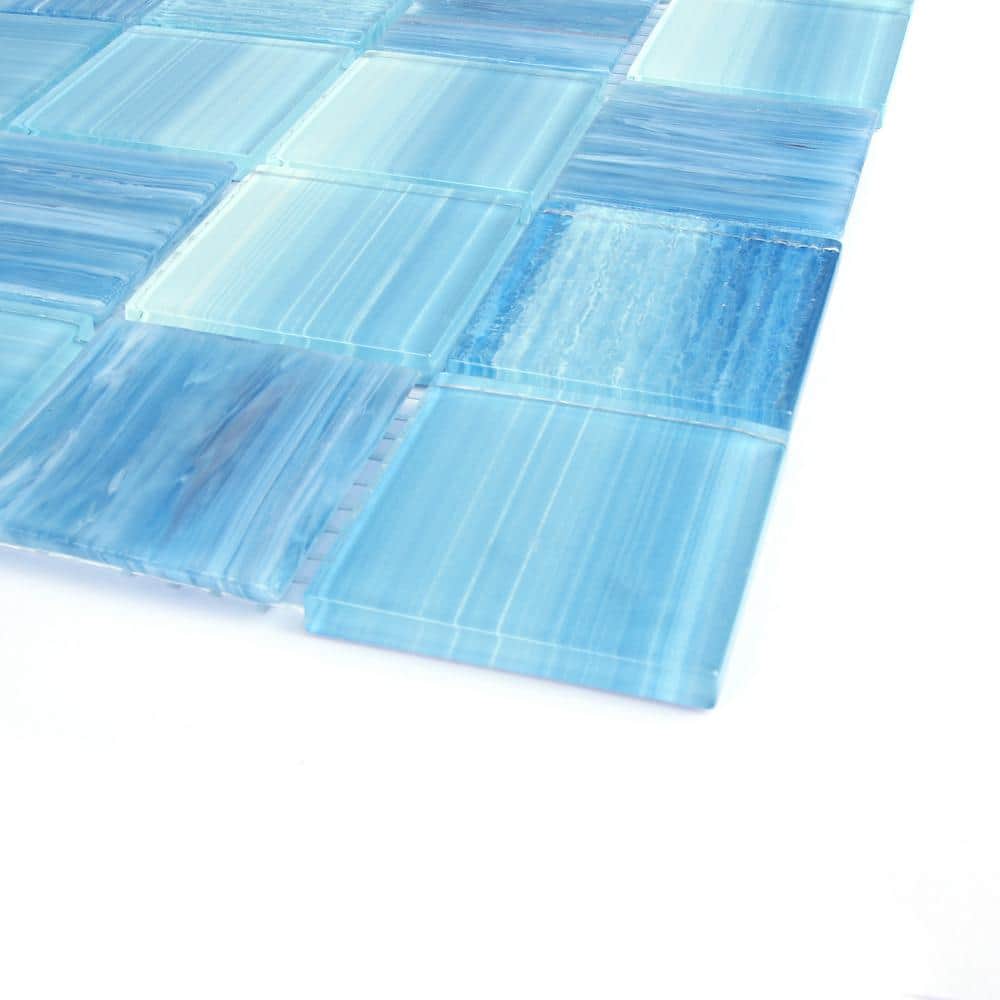 Toluca 12'' x 12'' Polished Blue Glass Mosaic Tile