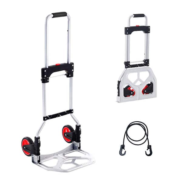 176 lbs. Folding Hand Truck and Dolly, Heavy-Duty Aluminum Cart, Telescoping Handle, PP+TPR Wheels for Home, Office