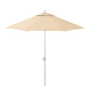 9 ft. Matted White Aluminum Market Patio Umbrella with Crank Lift and Push-Button Tilt in Khaki Pacifica Premium