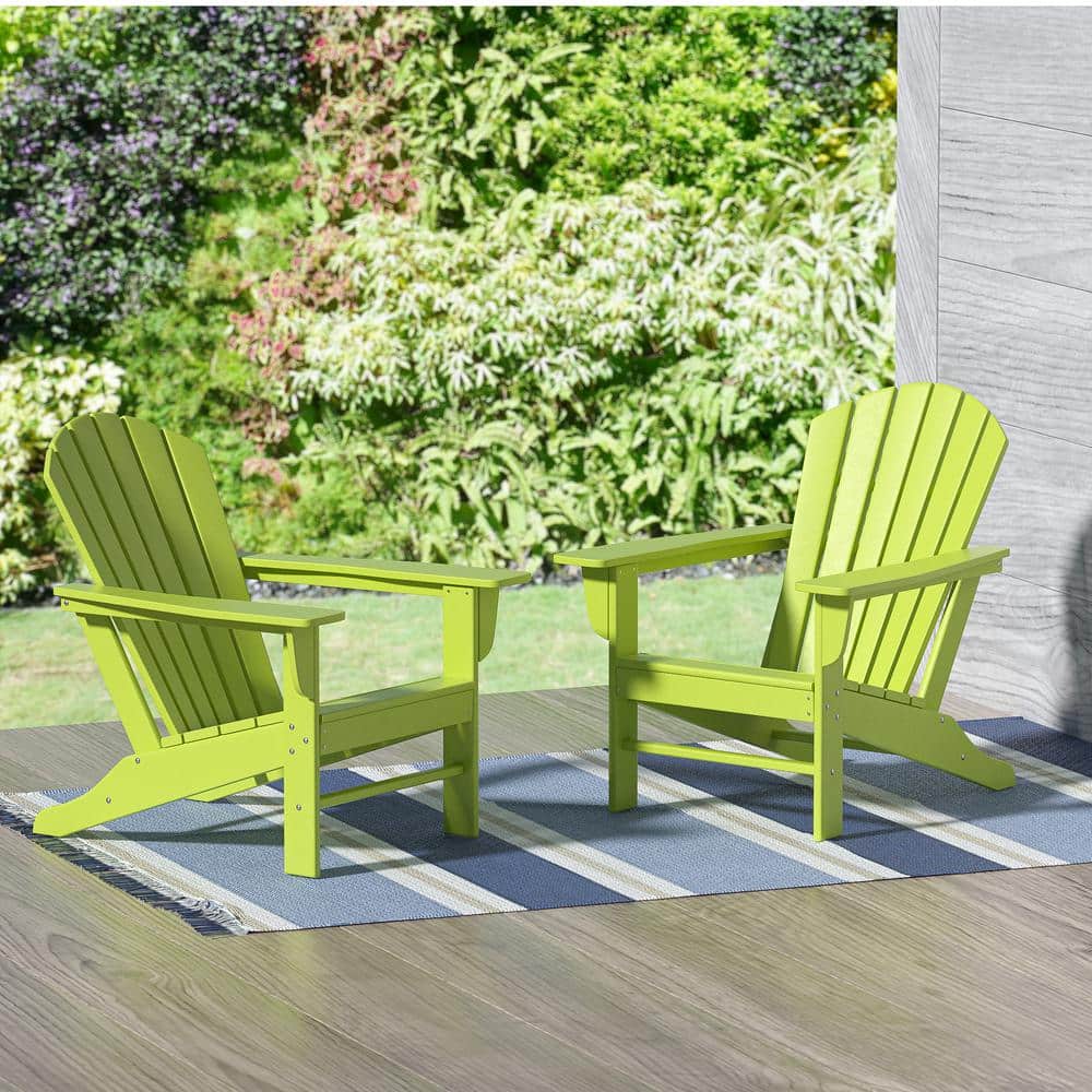 WESTIN OUTDOOR Mason Lime HDPE Plastic Outdoor Adirondack Chair (Set of 2) OP6001LM2 The