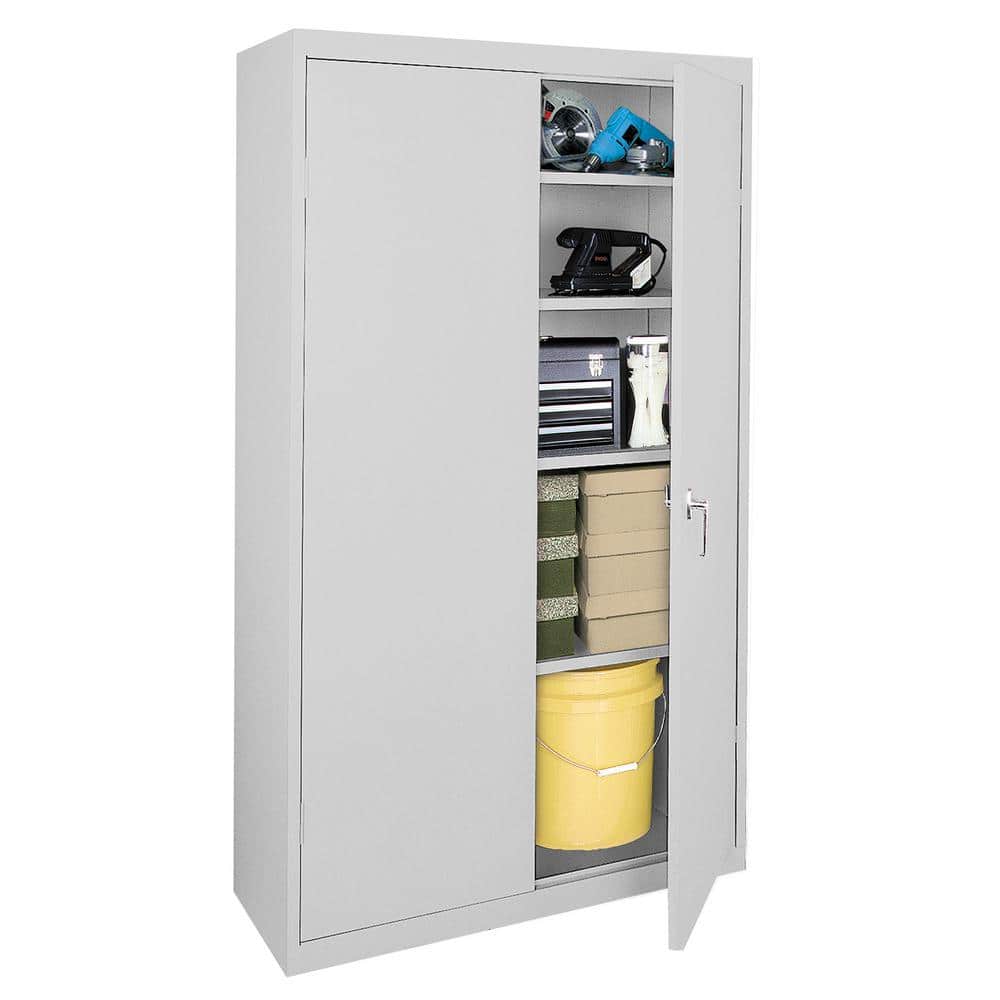 Dove Gray Steel Lockable Storage Cabinet with Adjustable Shelving