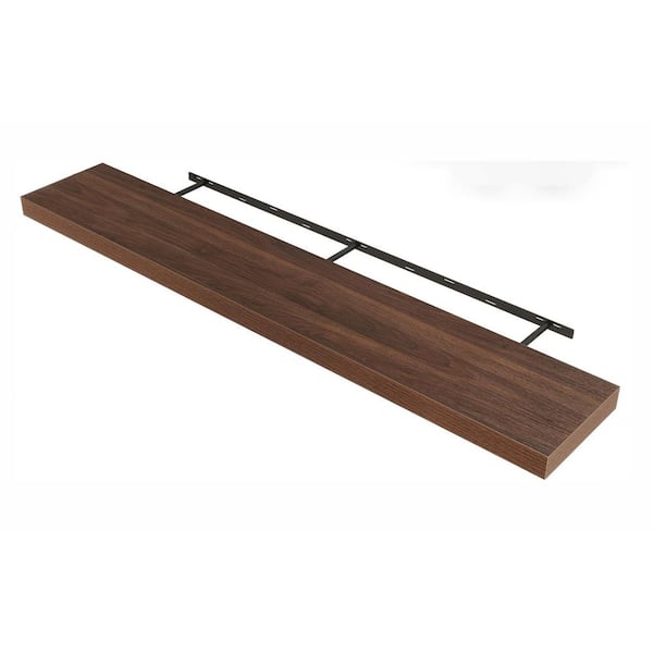Unbranded 72 in. W x 11.6 in. D Dark Brown Floating Shelves Decorative Wall Shelf
