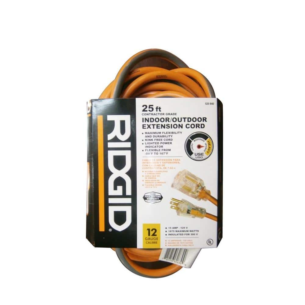 RIDGID 25 ft. 12/3 Extension Cord AW62630 - The Home Depot