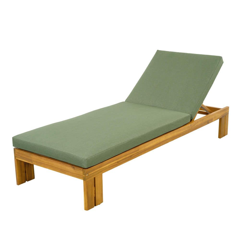 Teak Solid Wood Outdoor Chaise Lounge with C-Shaped Side Table and Green Cushion price history on PriceWatchPro