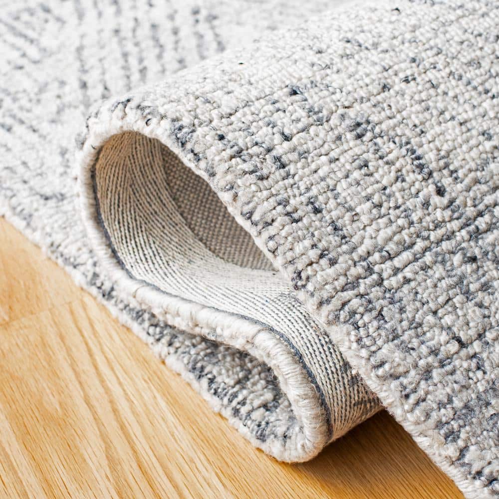 Handmade Abstract Gray Wool & Synthetic Tufted Rug - 24x3 in