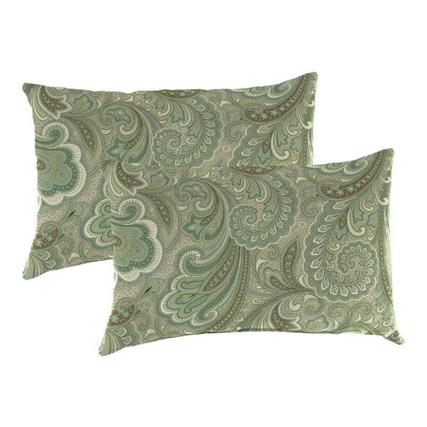 Jordan Manufacturing 16 in. L x 12 in. W x 6 in. T Rectangular Outdoor Lumbar Throw Pillow in Merona Latte (2-Pack)