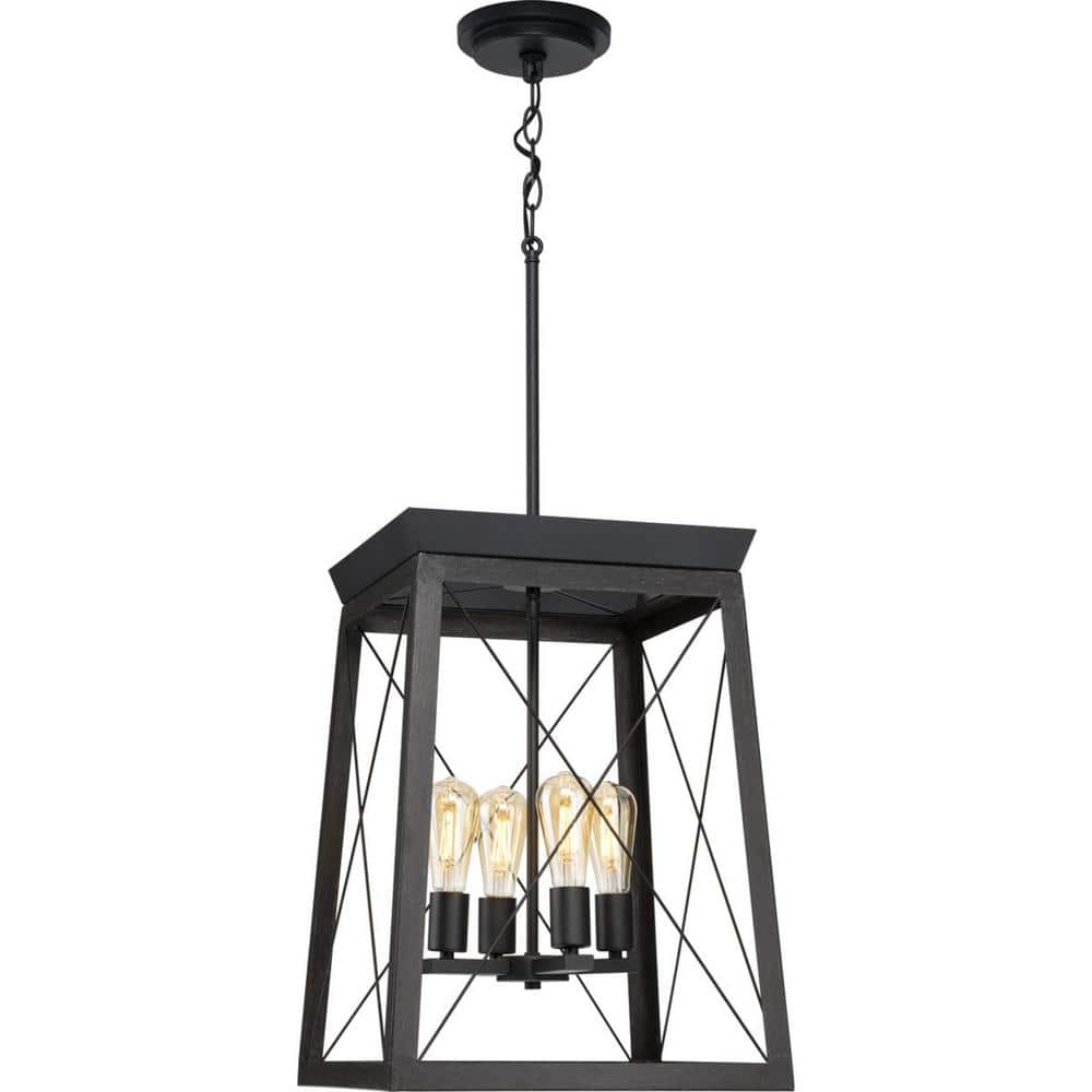 Briarwood Textured Black 4-Light Farmhouse Chandelier