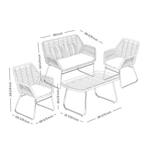 Molly 4-Piece Wicker Outdoor Patio Conversation Seating Set with Removeable Beige Cushions