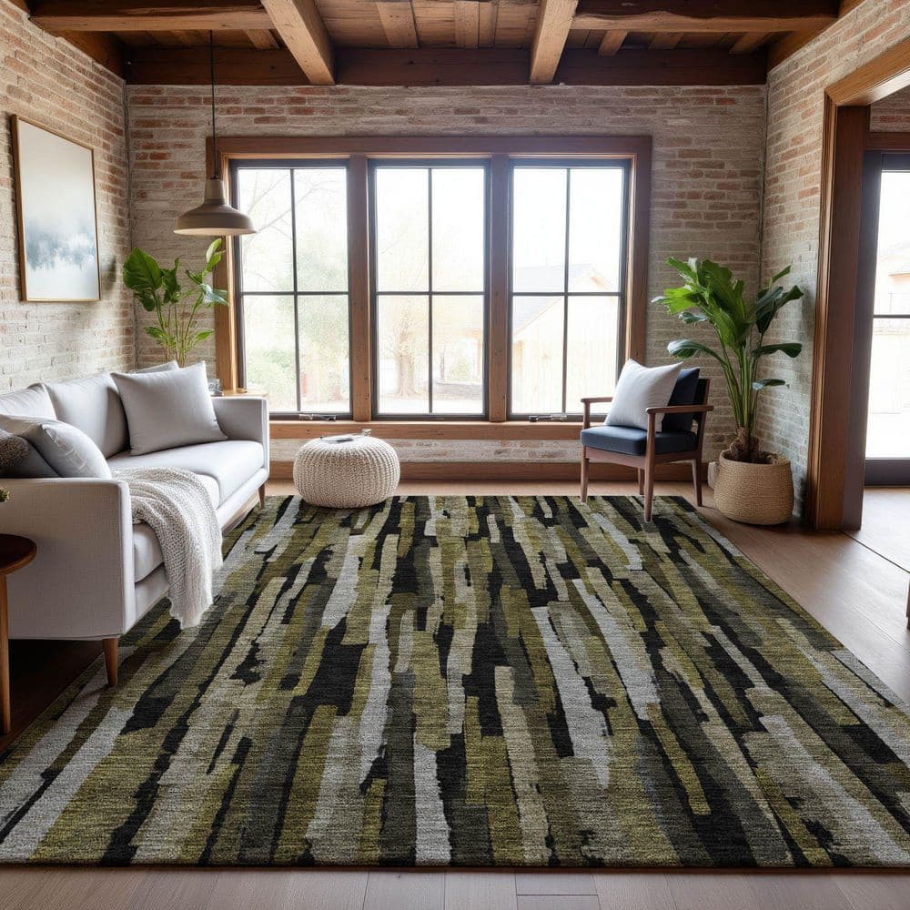 Mayfield Premium Machine Washable Abstract AMF1079 Brown 9 ft. x 12 ft. Area Rug price history on PriceWatchPro