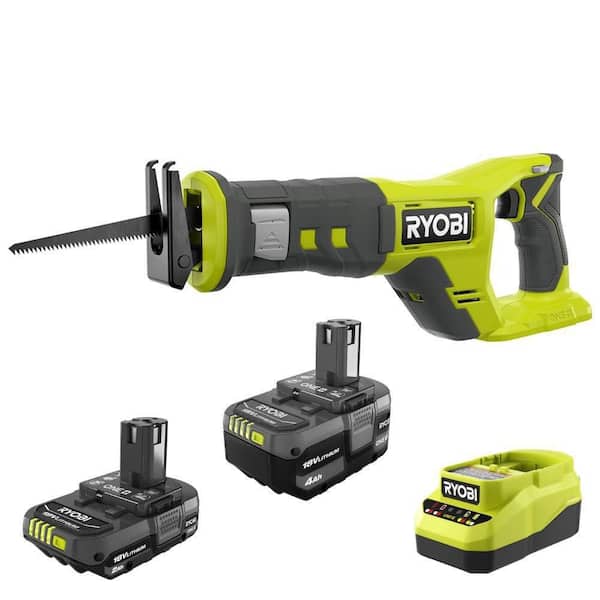 ONE+ 18V Lithium-Ion Kit with 2.0 Ah and 4.0 Ah Batteries, Charger with ONE+ 18V Cordless Reciprocating Saw