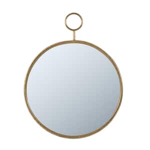 Minimalist 24 in. W x 27.6 in. H Round Gold Metal Framed Wall Mirror