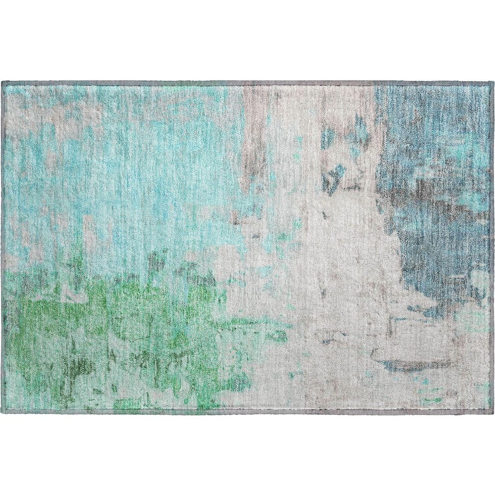 Mayfield Premium Machine Washable Abstract AMF1978 Teal 2 ft. x 3 ft. Accent Rug price history on PriceWatchPro