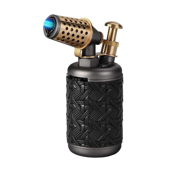 Zinc Alloy and Plastic Blue Jet Flame Antique Butane Torch Lighter Windproof Adjustable Refillable with Punch