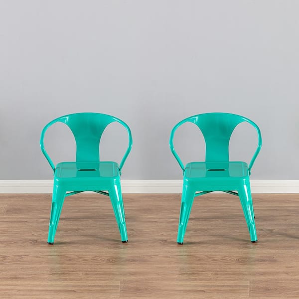 ACESSENTIALS Kids Teal Blue The (2-Pack) Metal Home Activity - Chair 0256701 Depot