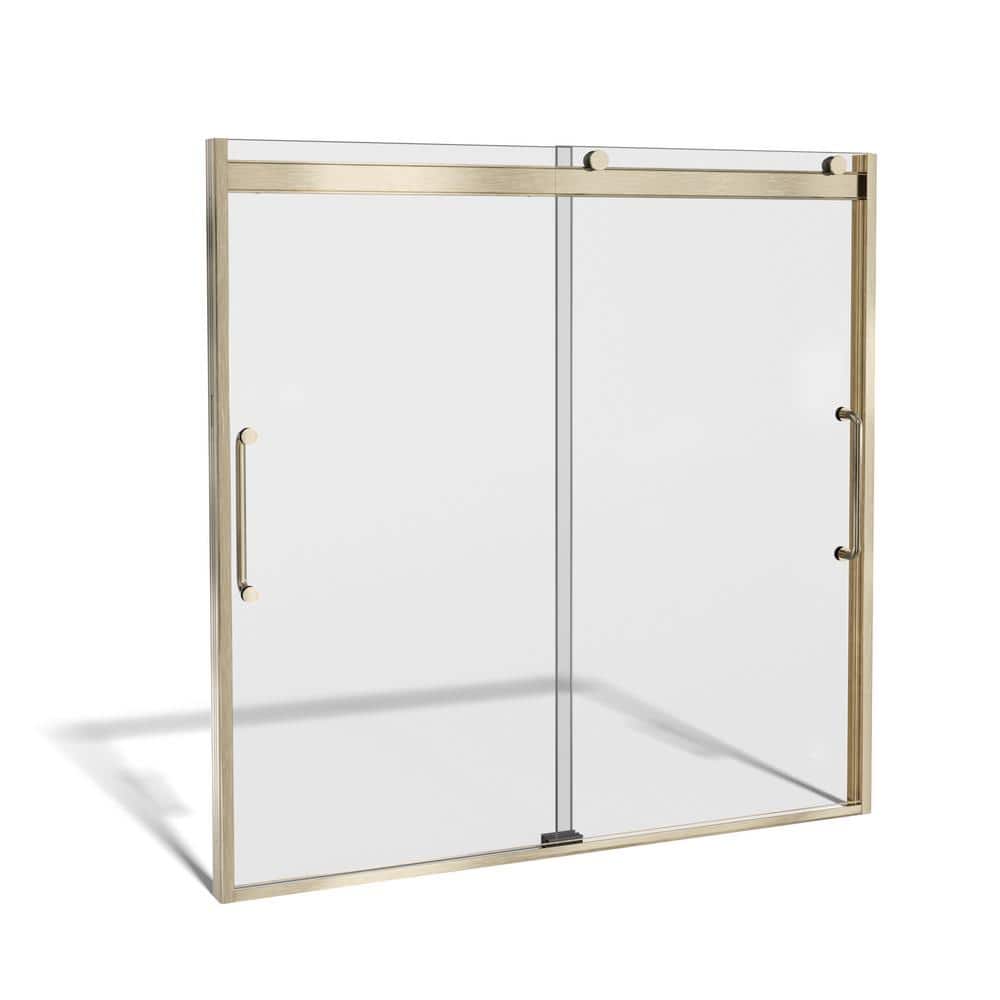 Arelo 60" Frameless Sliding Tub Door with Brushed Gold Frame
