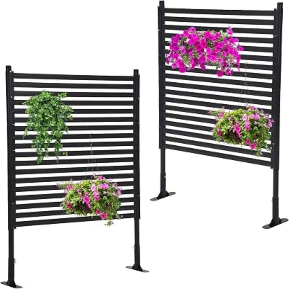 "48""x59"" Outdoor Privacy Screen, Freestanding Galvanized Steel & PE Slat Fence for Trash Can, Patio, Backyard Garden" price history on PriceWatchPro
