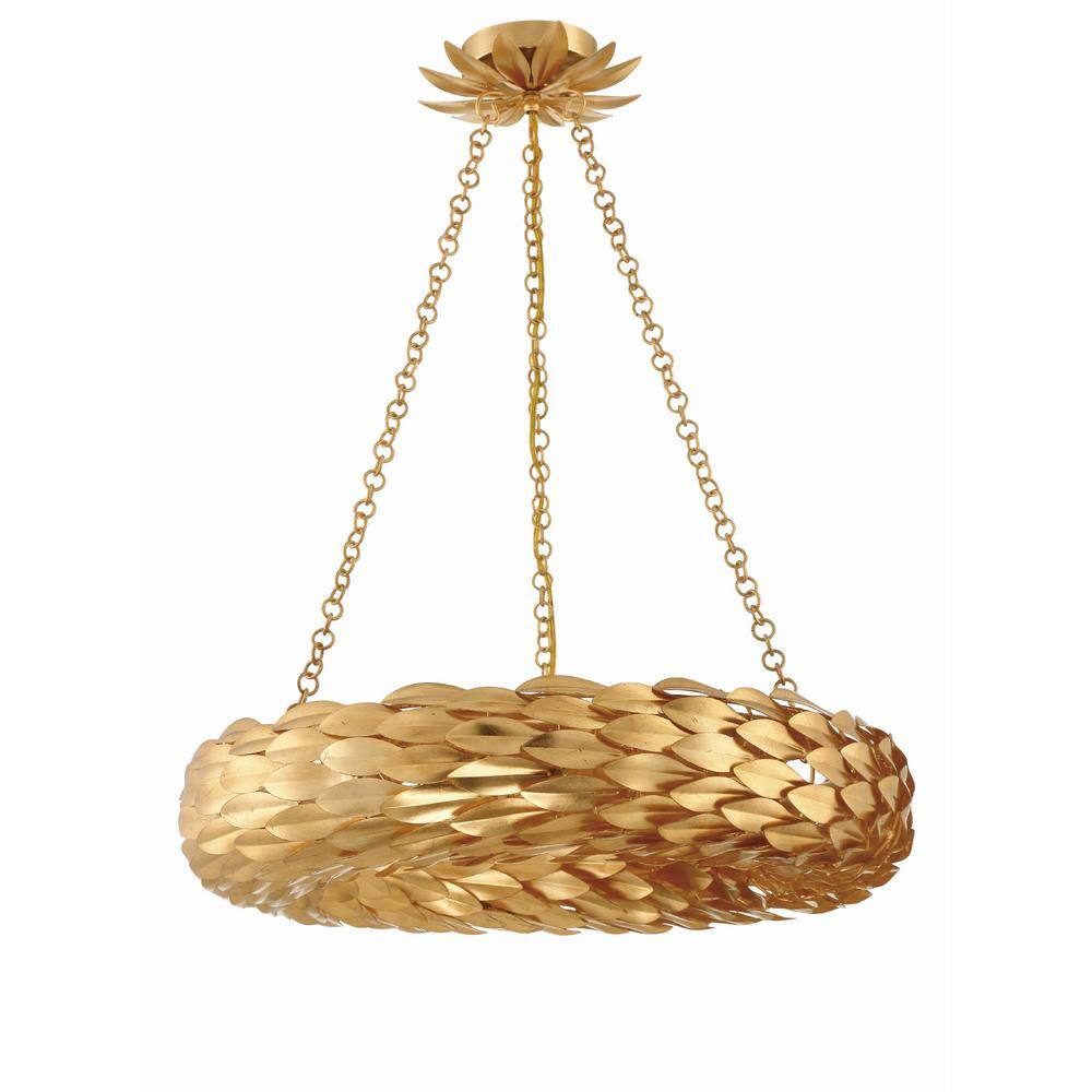 Antique Gold Crystal 6-Light Candle Chandelier