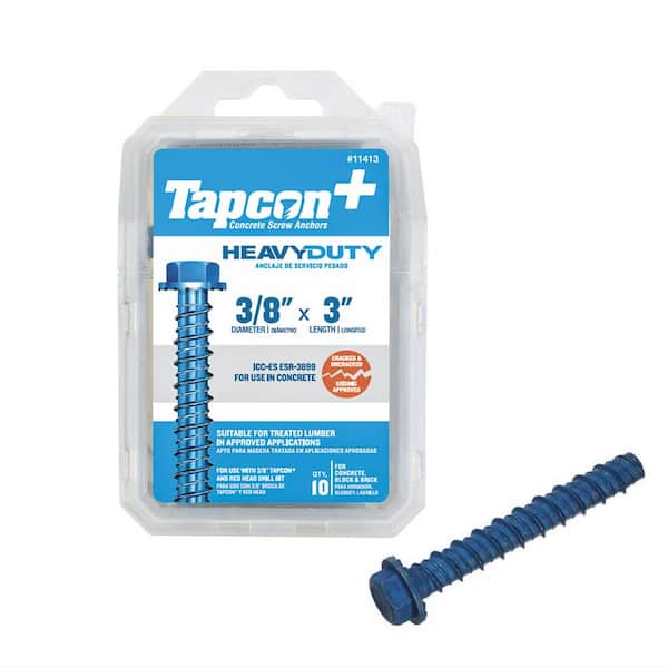 Tapcon 3/8 in. x 3 in. Hex Washer-Head Large Diameter Concrete Anchors (10-Pack)