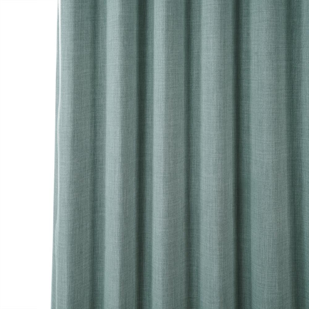 Sea Thistle Gray Faux Linen Blackout Curtains 50" x 108"