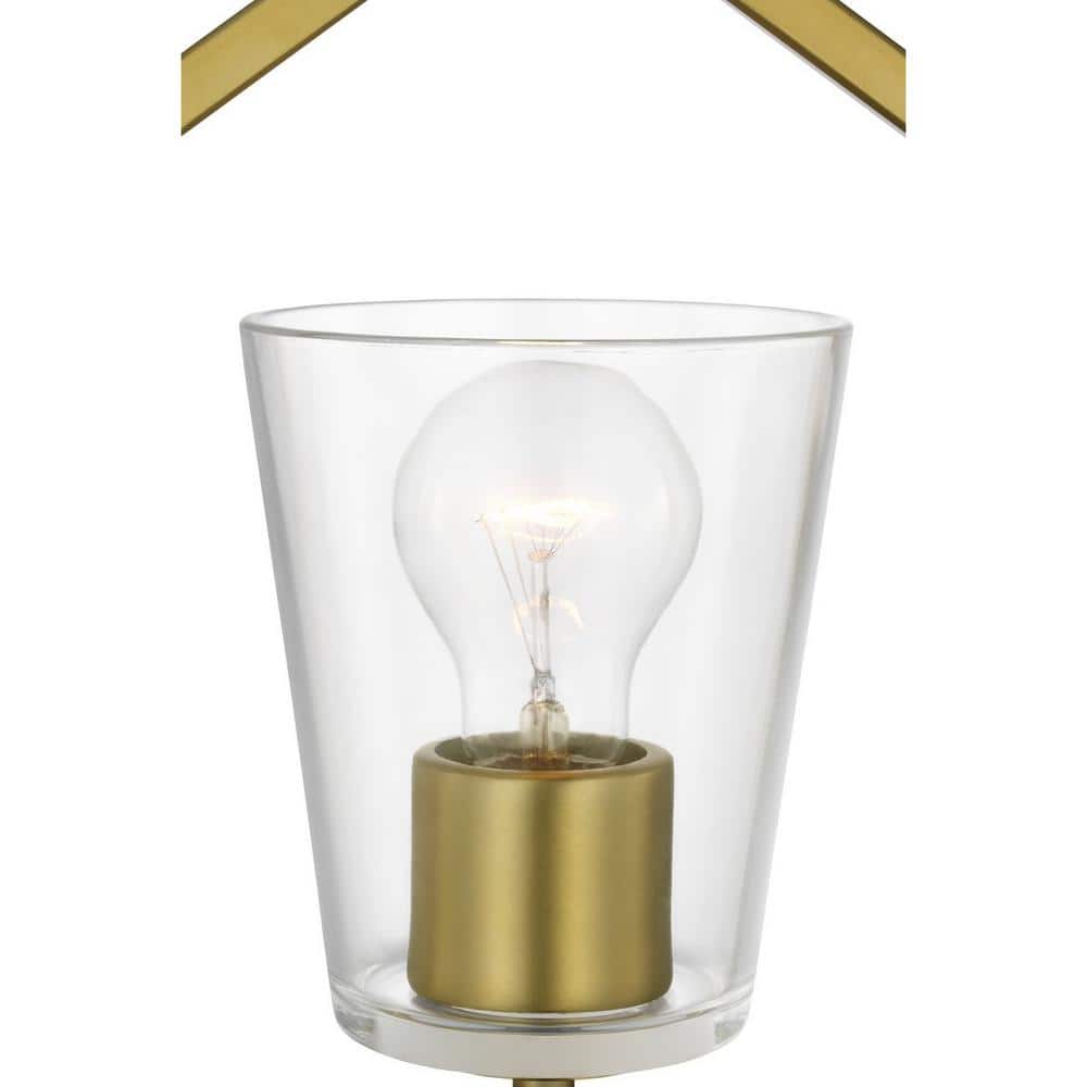Brushed Gold and Clear Glass Semi-Flush Mount Light