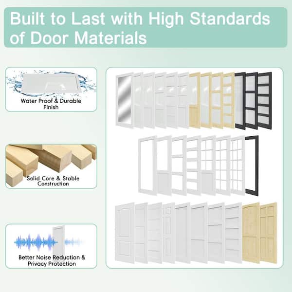 30 in. x 80 in. H Shape Hollow Core White Primed MDF Multi-Usage Interior Door Slab without Hardware