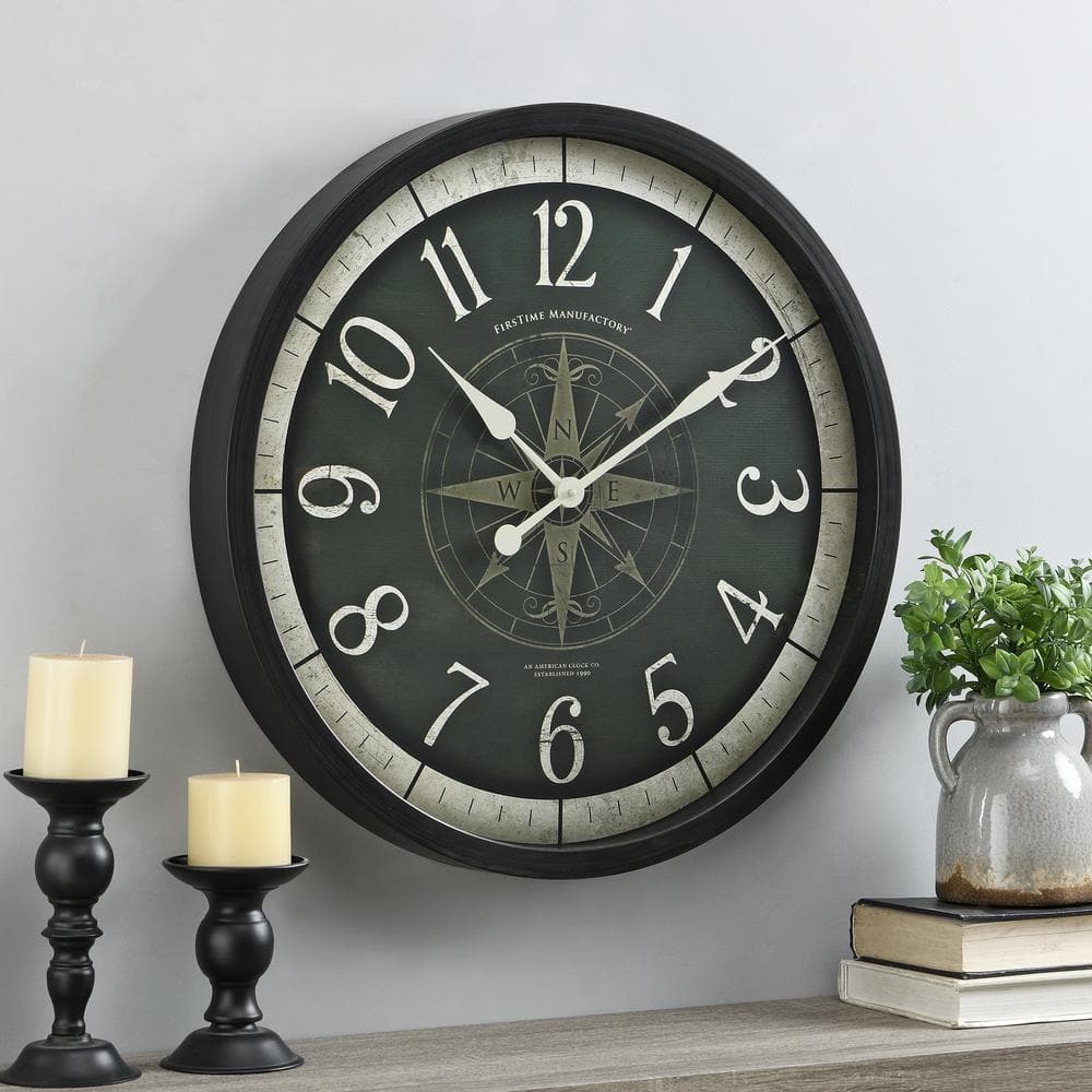 FirsTime & Co. 24 in. Compass Rose Wall Clock 10062 - The Home Depot