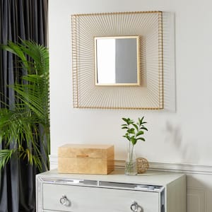 26 in. x 26 in. Starburst Square Framed Gold Wall Mirror