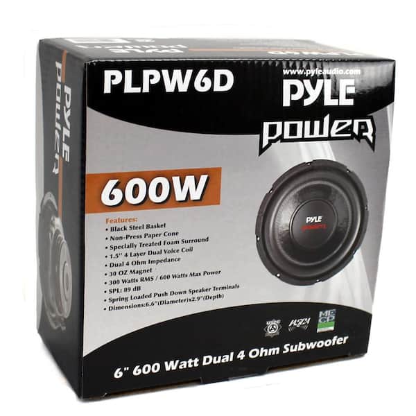 PYLE PLPW6D 6" 600W Max Dual Voice Coil 4-Ohm Car Stereo Audio Power Subwoofer 