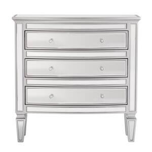 Sembra 28.25 in. Wooden Rectangle 3-Drawer Mirrored Storage Chest - Glam Style