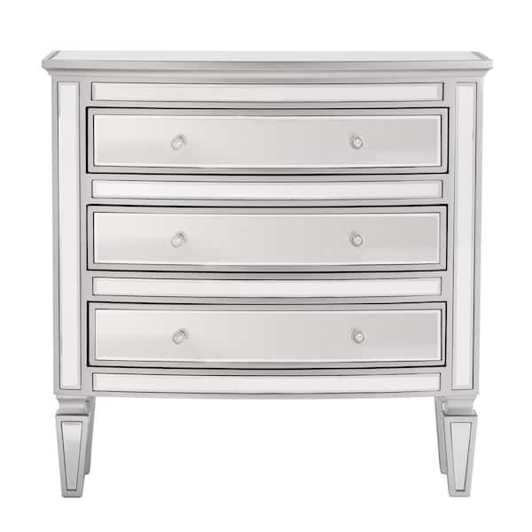 Southern Enterprises Sembra 28.25 in. Wooden Rectangle 3-Drawer Mirrored Storage Chest - Glam Style