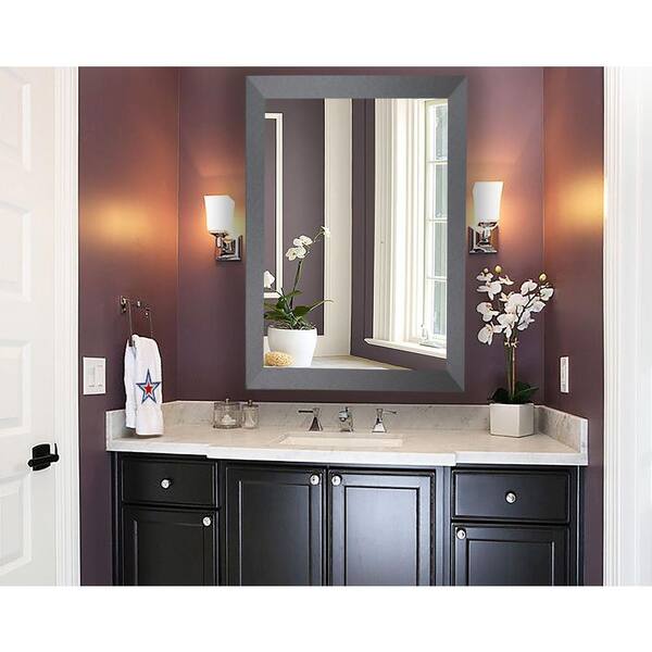 Unbranded 36 in. x 30 in. Shadowy Tungsten Smokestack Framed Non-Beveled Vanity Wall Mirror