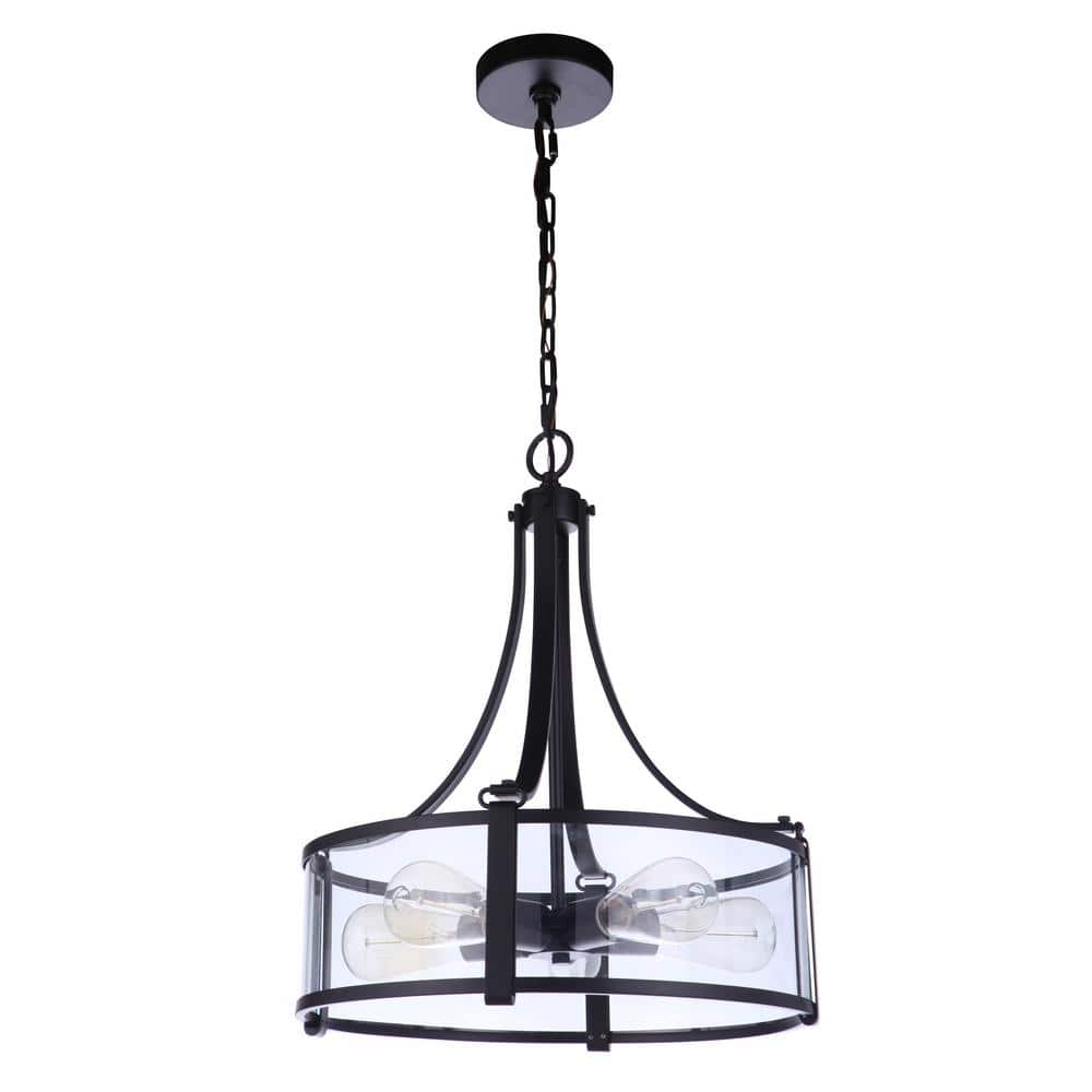Elliot 60-Watt 5-Light Flat Black Finish Dining/Kitchen Island Pendant with Clear Glass Shade, No Bulbs Included price history on PriceWatchPro