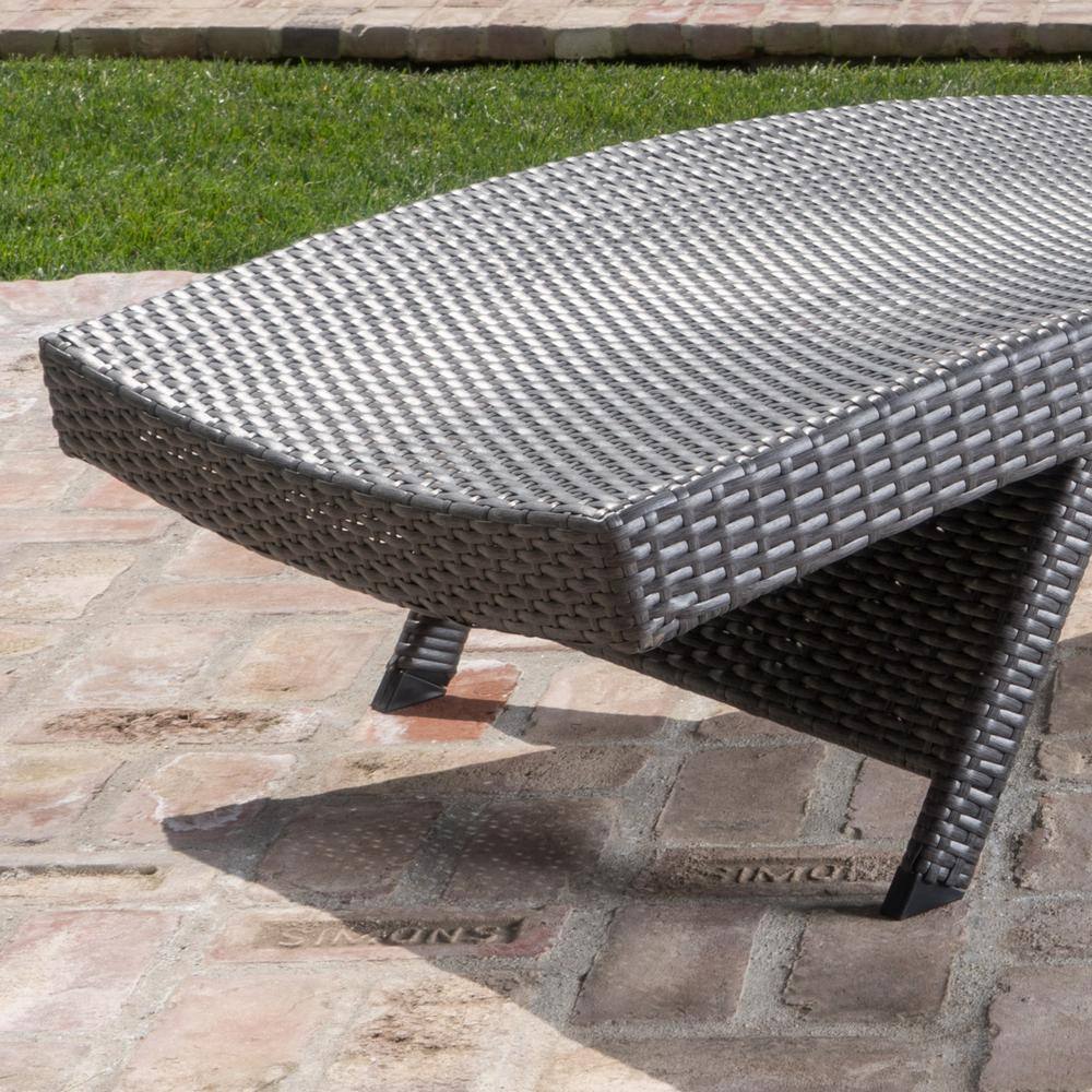 Gray Wicker Adjustable Outdoor Chaise Lounge Chair
