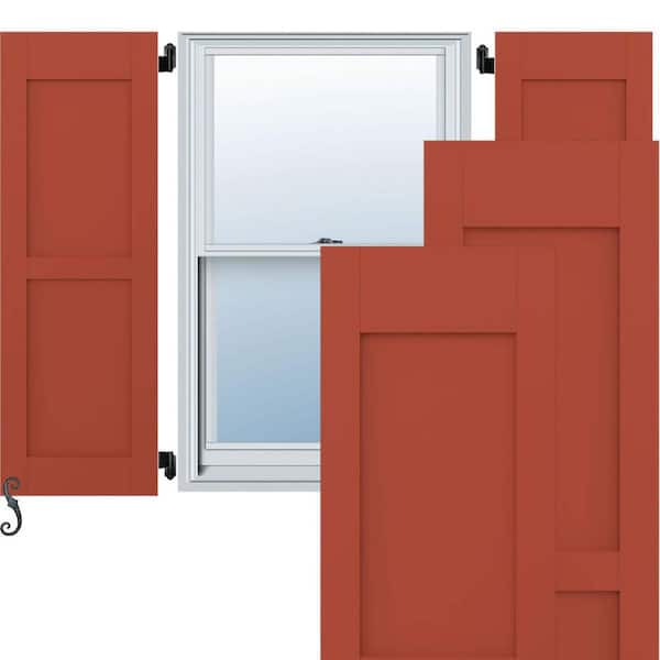 Ekena Millwork Americraft 12 in. W x 67 in. H 2-Equal Flat Panel Exterior Real Wood Shutters Per Pair in Colorful Leaves