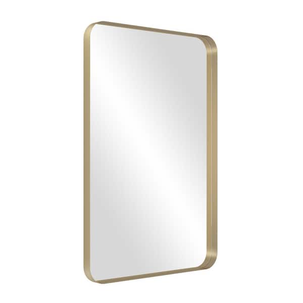 Unbranded 18.1 in. W x 27.6 in. H Rectangular Framed Wall Mounted Bathroom Vanity Mirror Gold
