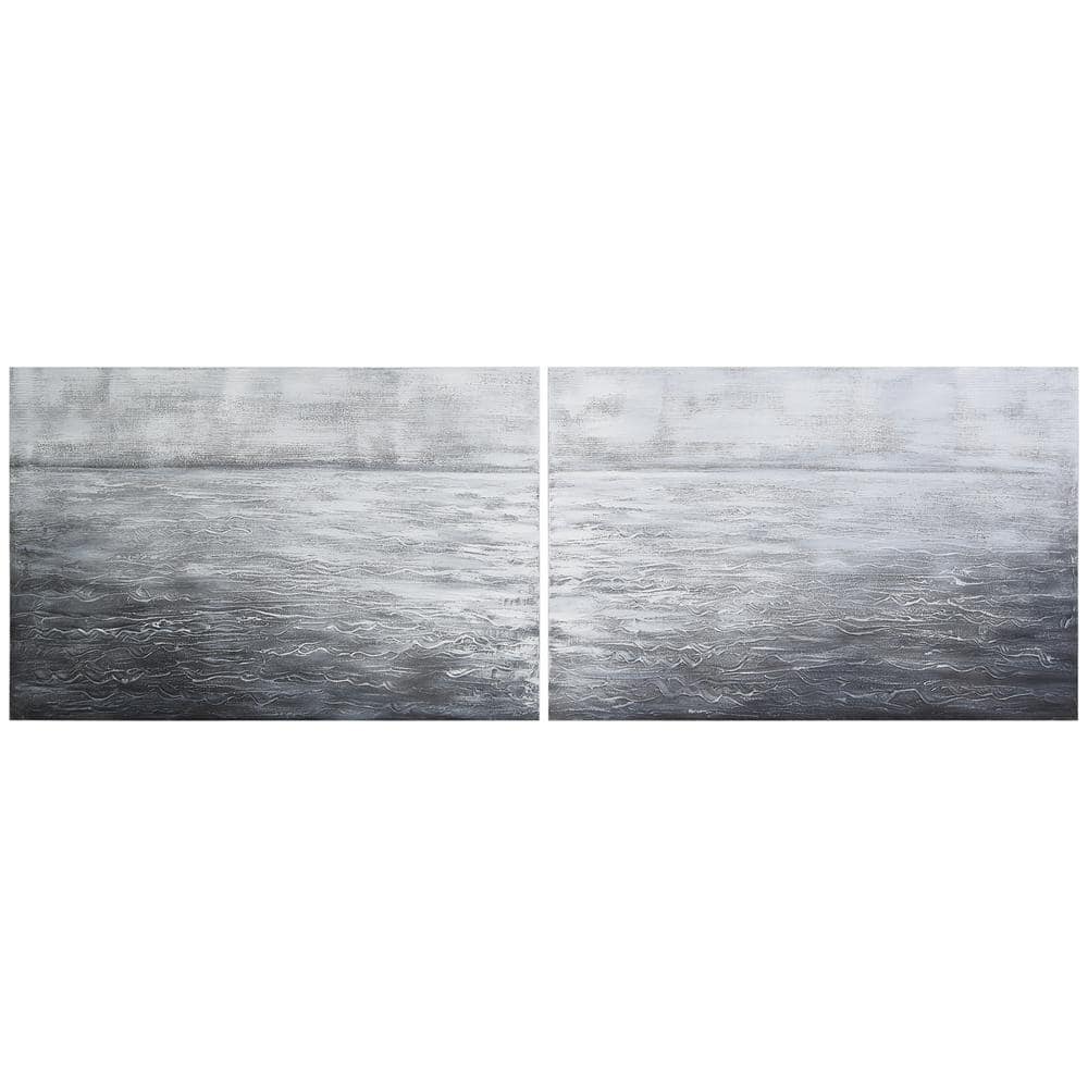 Silver Light Textured Abstract Hand Painted Canvas Set