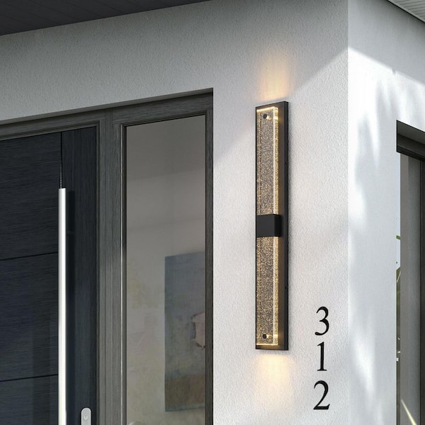 Atlas 2-Light Bubble Black Modern Integrated Outdoor Wall Sconce