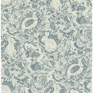 Revival Blue Fauna Blue Wallpaper Sample