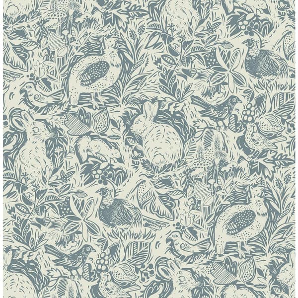 A-Street Prints Revival Blue Fauna Blue Wallpaper Sample