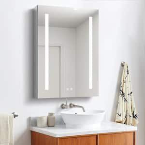 24 in. W x 30 in. H Silver Recessed/Surface Mount LED Medicine Cabinet with Mirror Sensor Touch,Soft Close Door